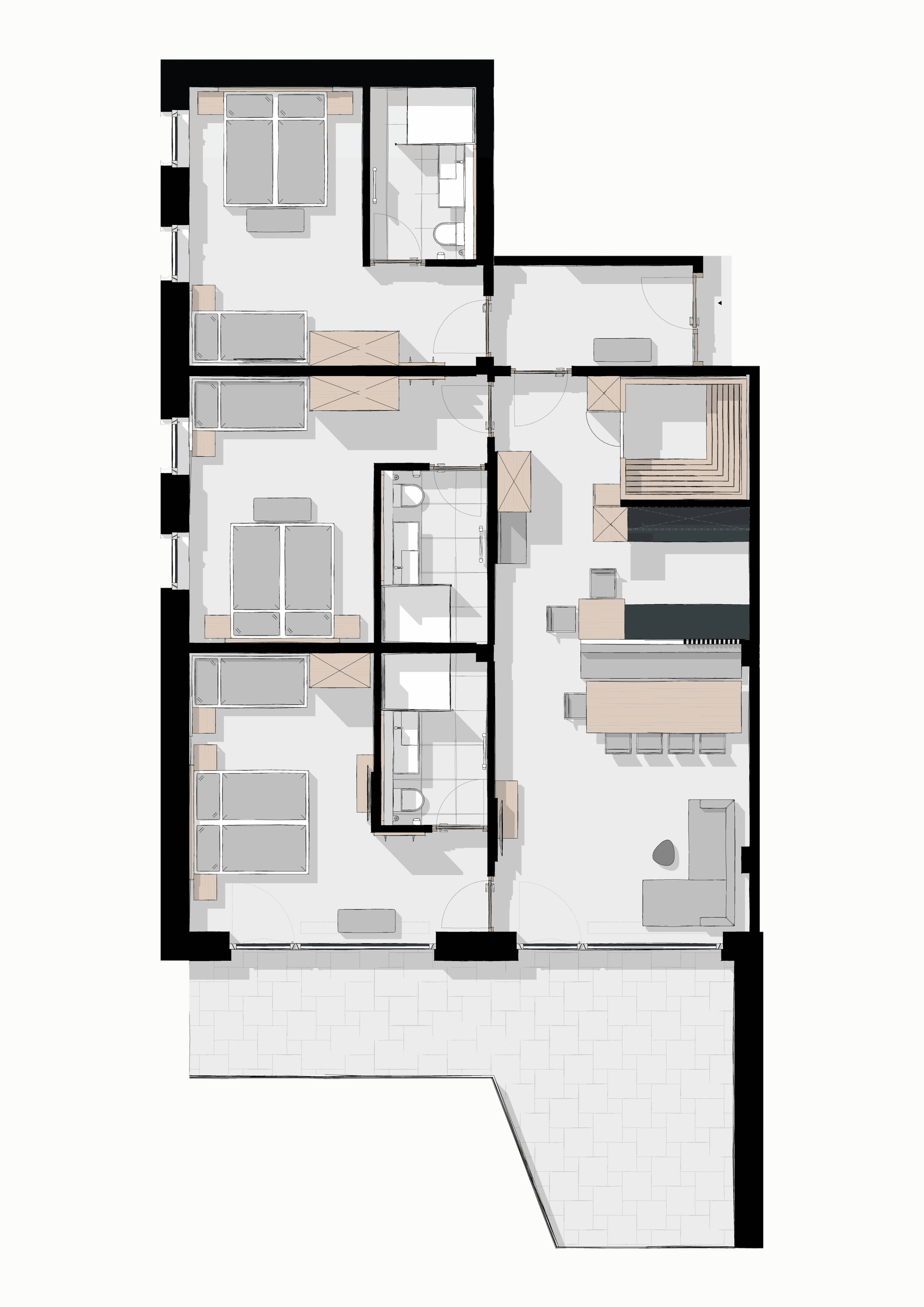 Plattegrond: Family Suite · variant 1e verdieping
